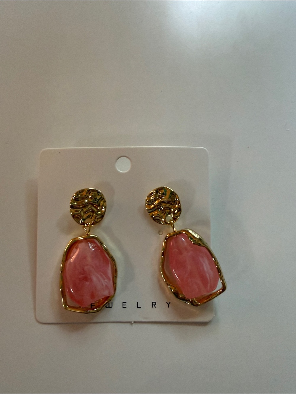 E24 Gold & Pink Drop Earrings